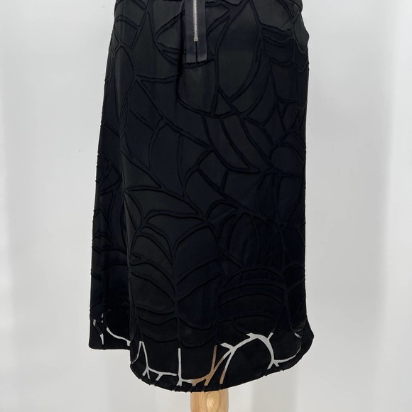 THAKOON Dress Womens Medium Black Off the Shoulder Gathered front Burn Out Satin - Picture 7 of 13